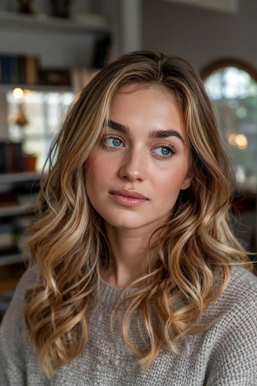 fall hair color ideas 2025 for women over 50+Sunlit-Butter-Blonde-with-Gentle-Curves