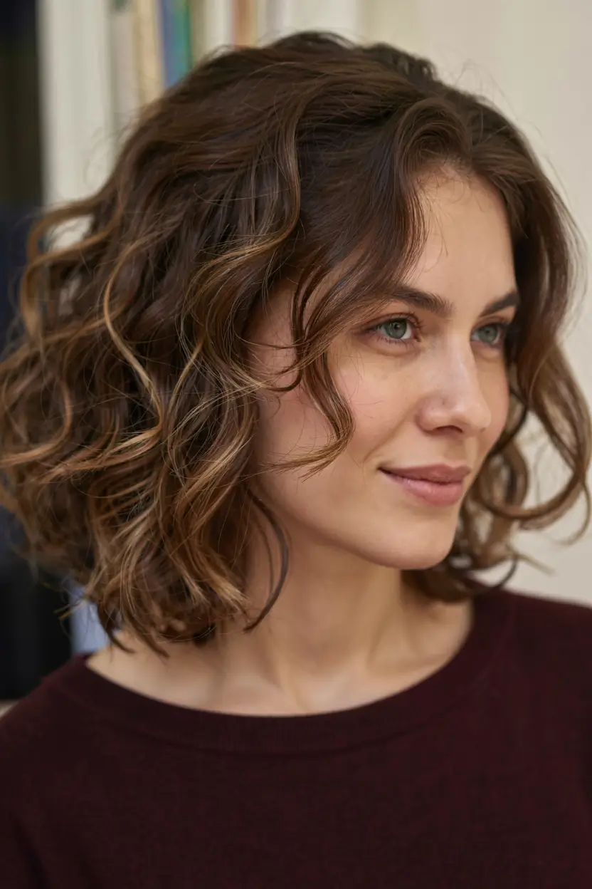 fall hair color ideas 2025 for women over 50+Golden-Cocoa-Curls-with-Light-Cinnamon-Accents