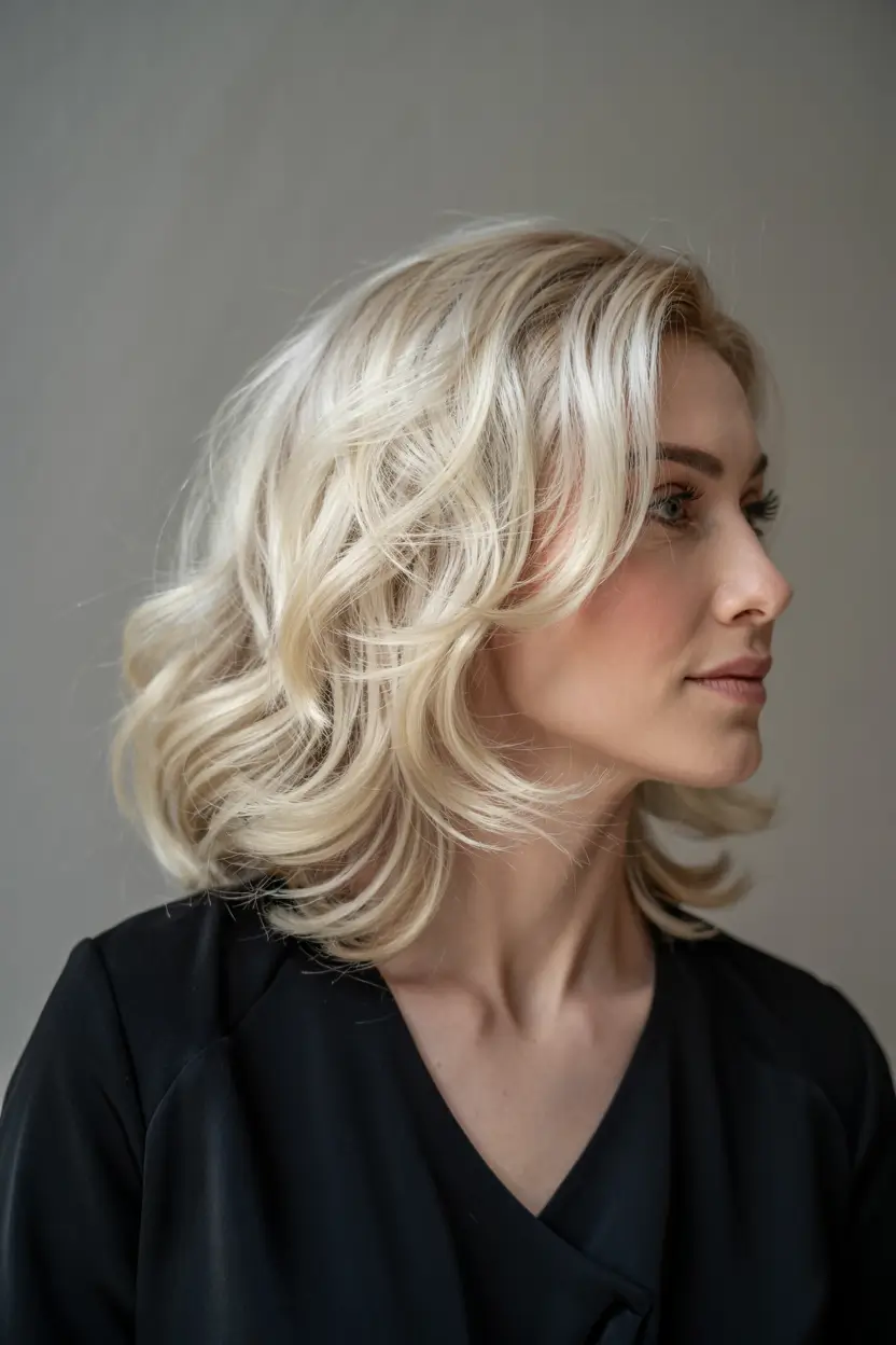 fall hair color ideas 2025 for women over 50+Classic-Vanilla-Blonde-with-Curled-Under-Ends