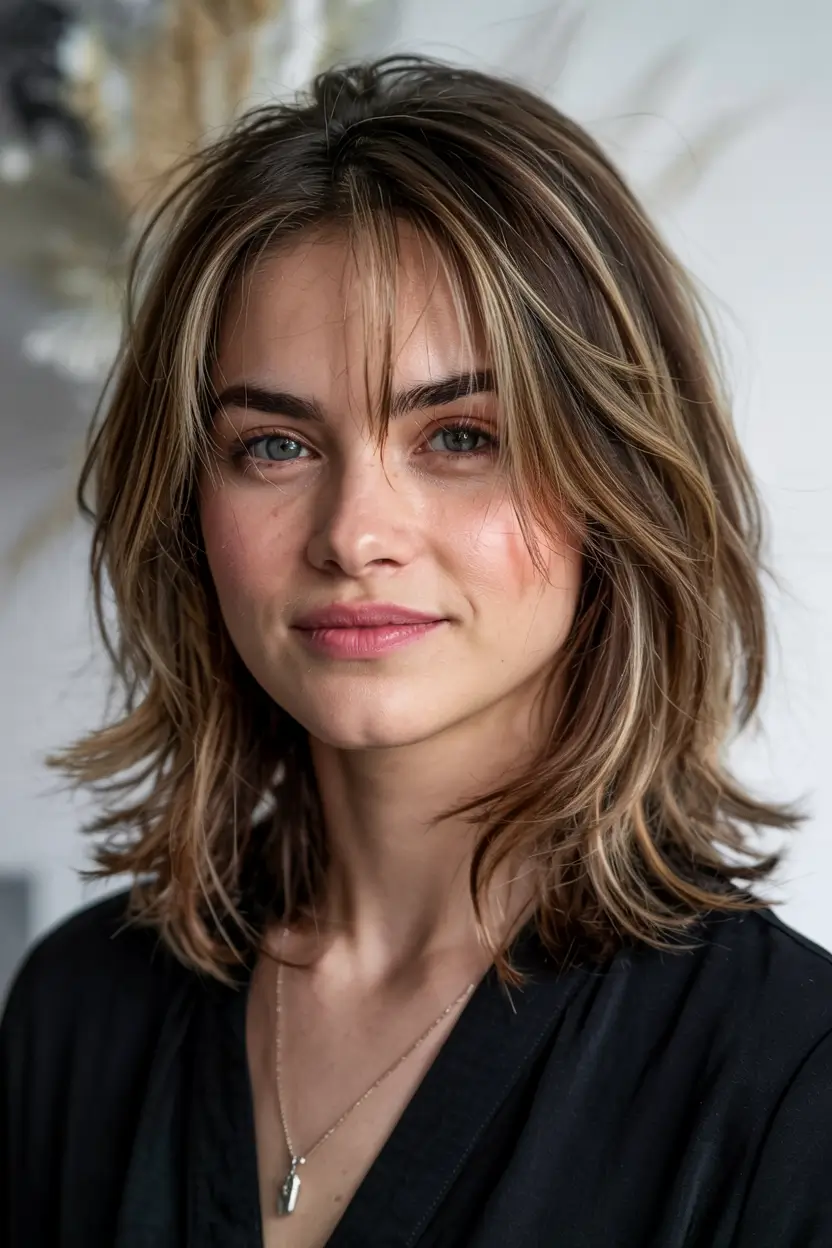 fall hair color ideas 2025 for women over 50 Beachy Bronde with Windswept Texture
