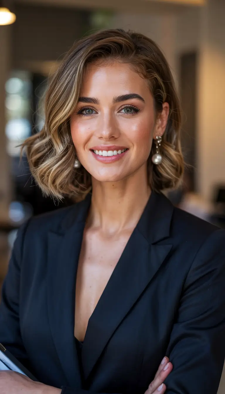 fall hair color ideas 2025 for women over 50+Honey-Chestnut-Bob-with-Soft-Curls