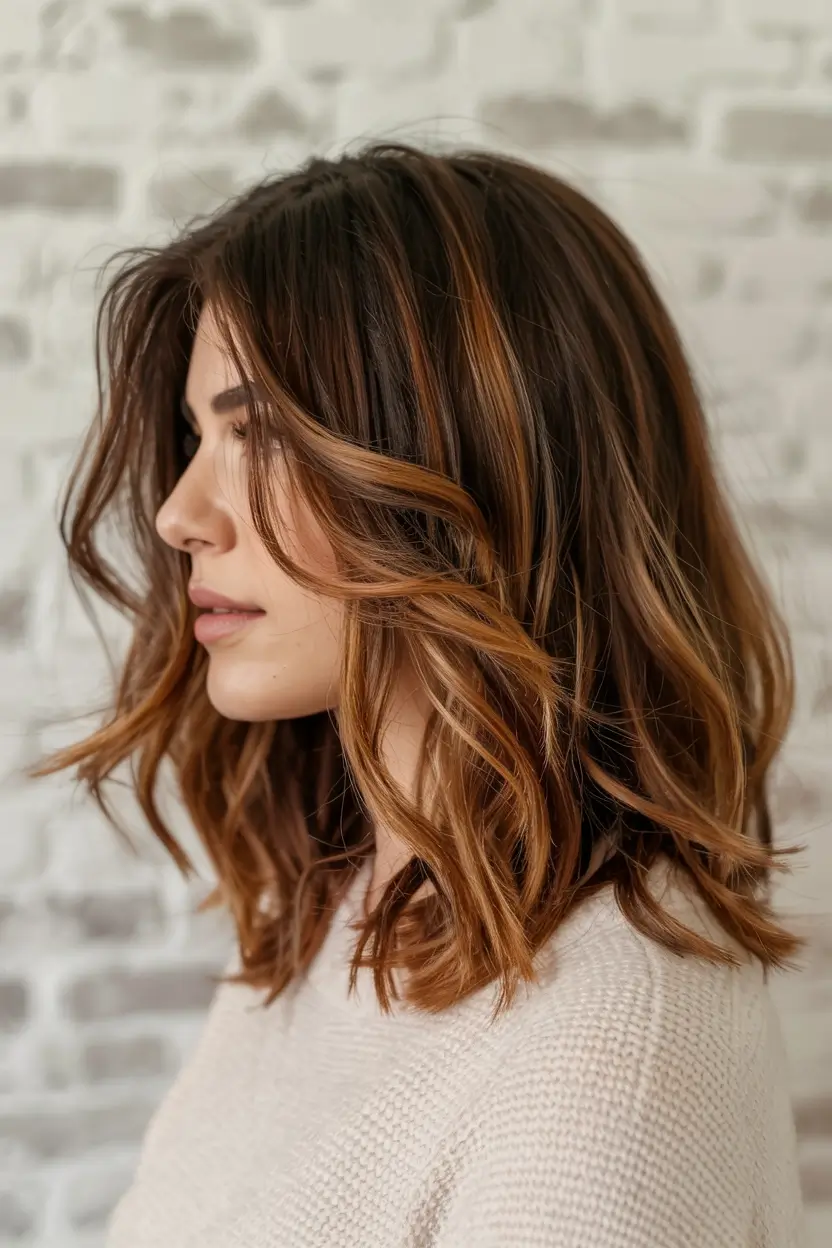 fall hair color ideas 2025 Molten Copper Balayage with Burnt Ends