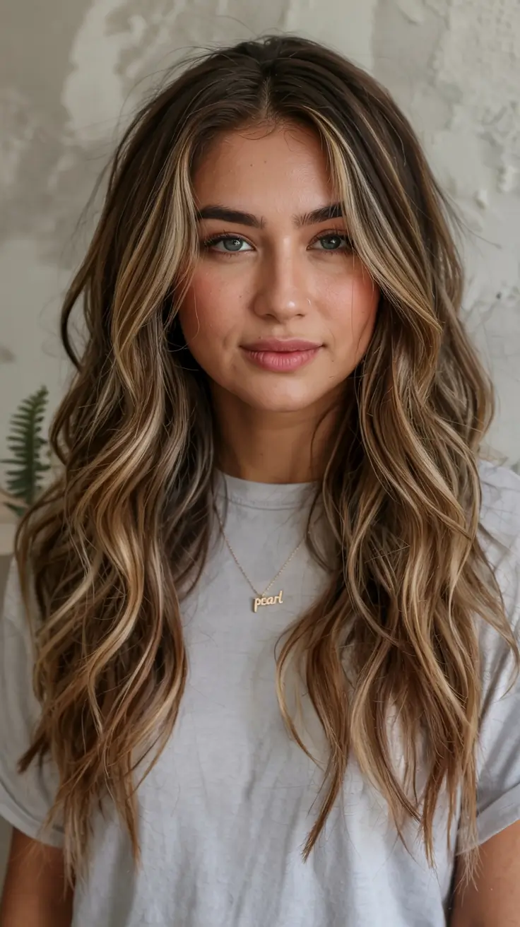 fall hair color ideas 2025 Toffee Twist Highlights on Mushroom Brunette