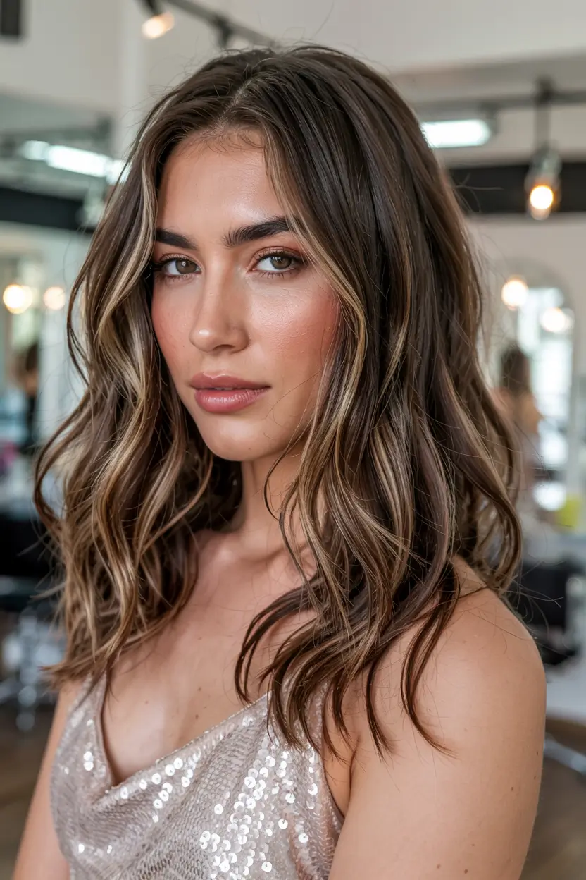 fall hair color ideas 2025 Buttery Bronde with Luxe Contour