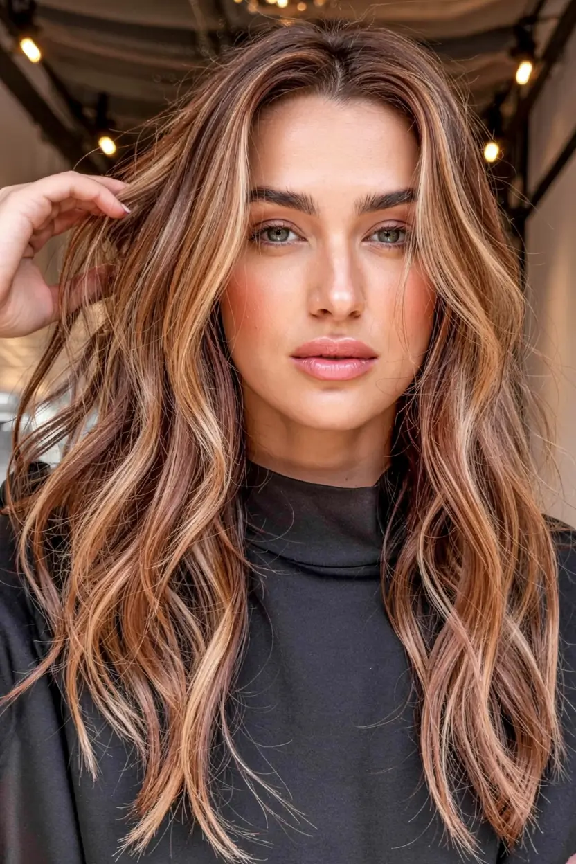 fall hair color ideas 2025 Honey-Drenched Brunette with Face Glow Highlights