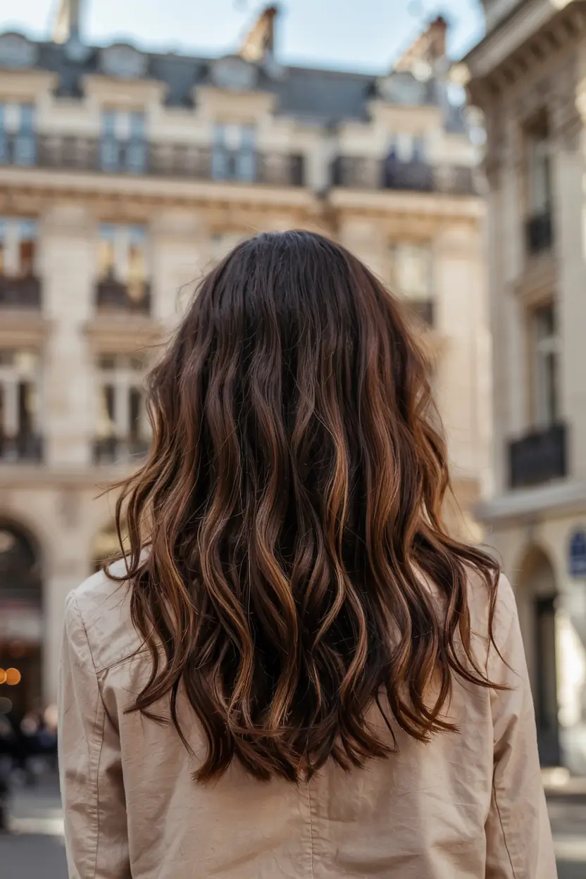 fall hair color ideas 2025 Subtle Mocha Gloss with Espresso Depth