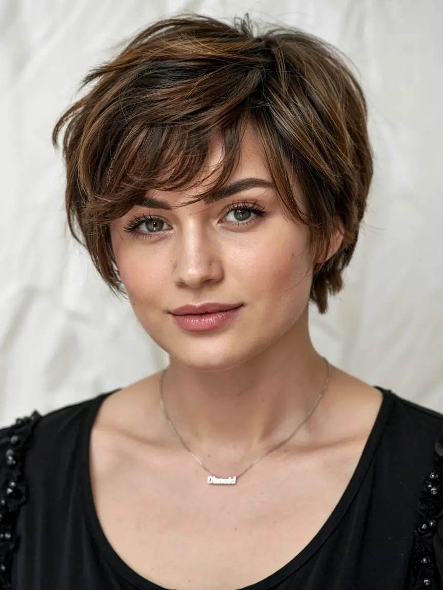 fall haircuts for chubby faces ideas 2025+Defined Curls with a Center Part