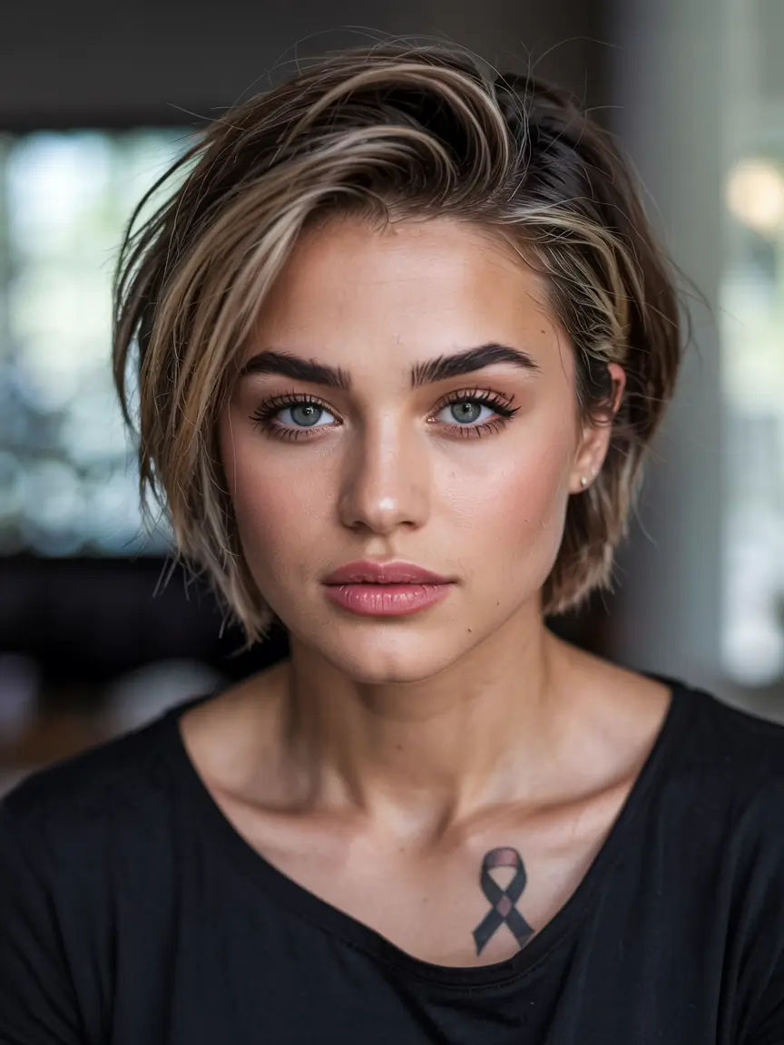 fall haircuts for chubby faces ideas 2025+Wavy Texture with Wispy Bangs