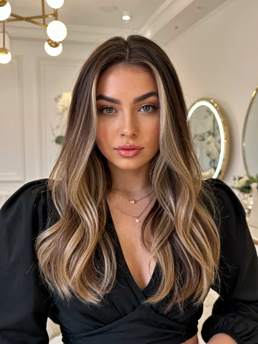 fall latina hair color ideas 2025 Creamy Ash-Blonde Money Piece