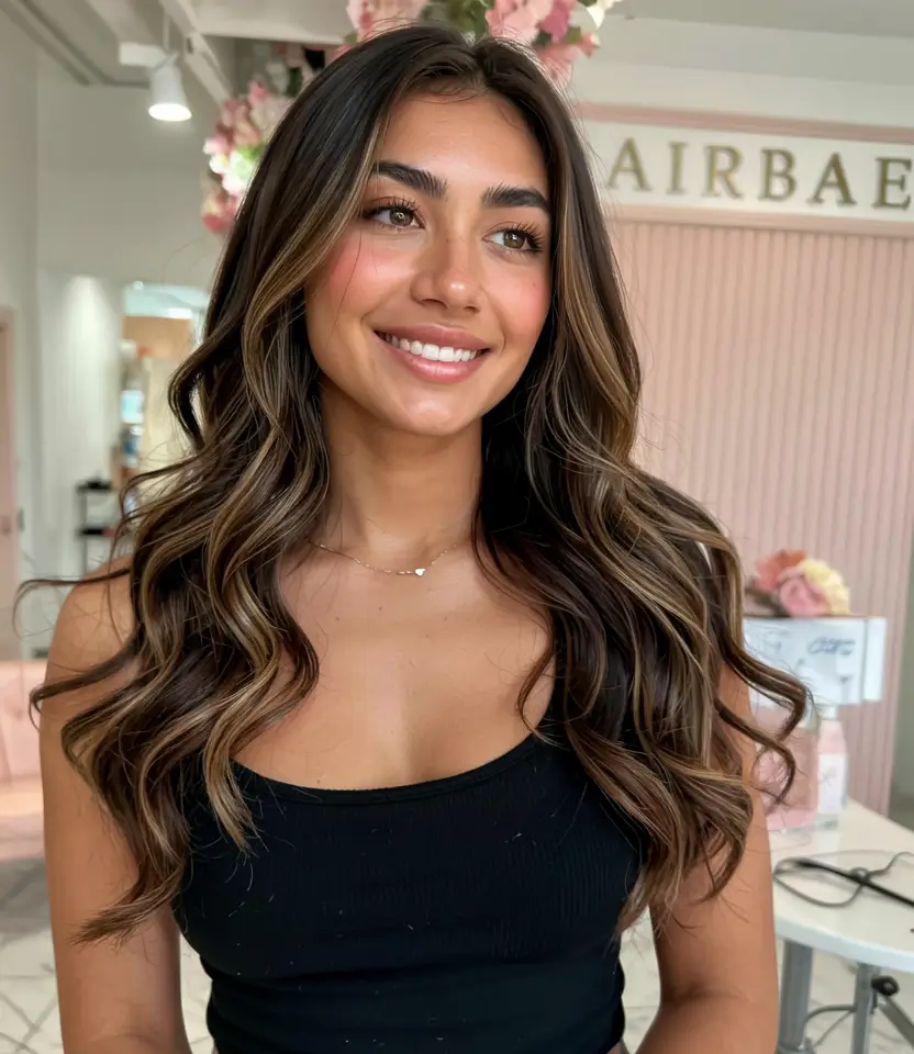 fall latina hair color ideas 2025 Beige Blonde with Root Shadow