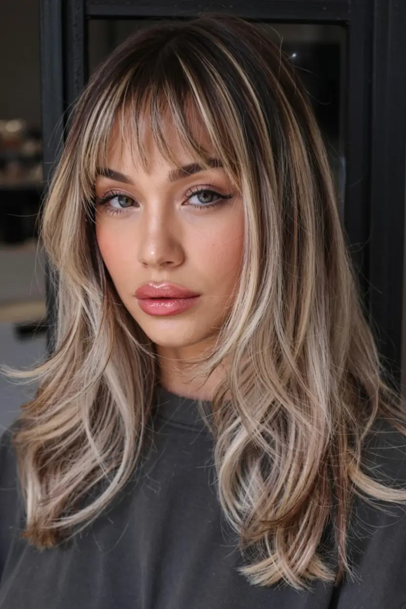 fall latina hair color ideas 2025 Bronde Layers with Natural Dimension