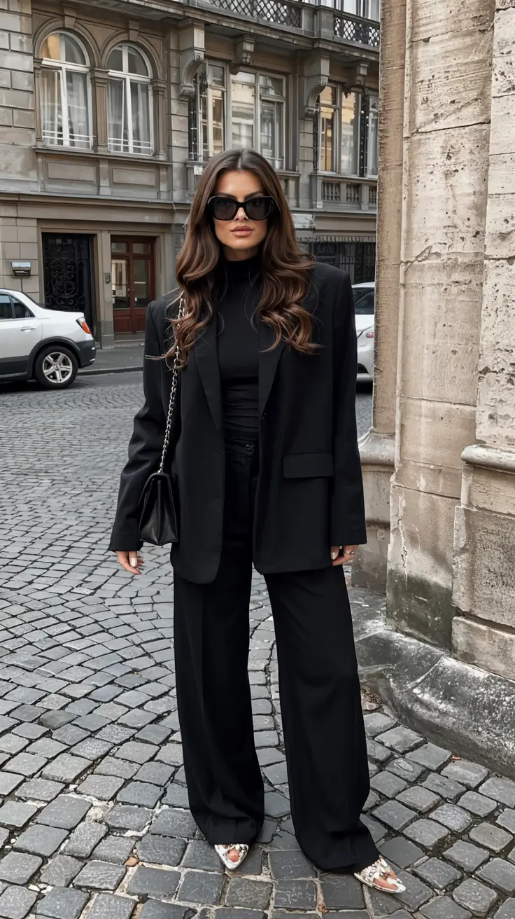fall office outfits for women ideas 2025 All Black, All Glamour