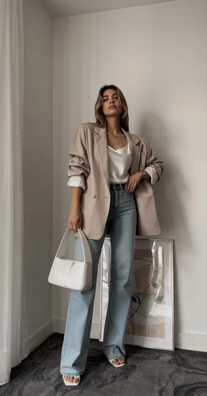 fall office outfits for women ideas 2025 Soft Structure with Denim Ease