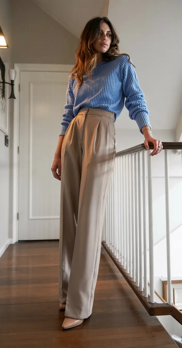 fall office outfits for women ideas 2025-Sweater Sophistication Meets Neutral Power