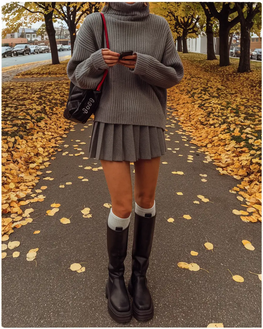 fall outfits ideas Pleats & Turtlenecks for Autumn Romance