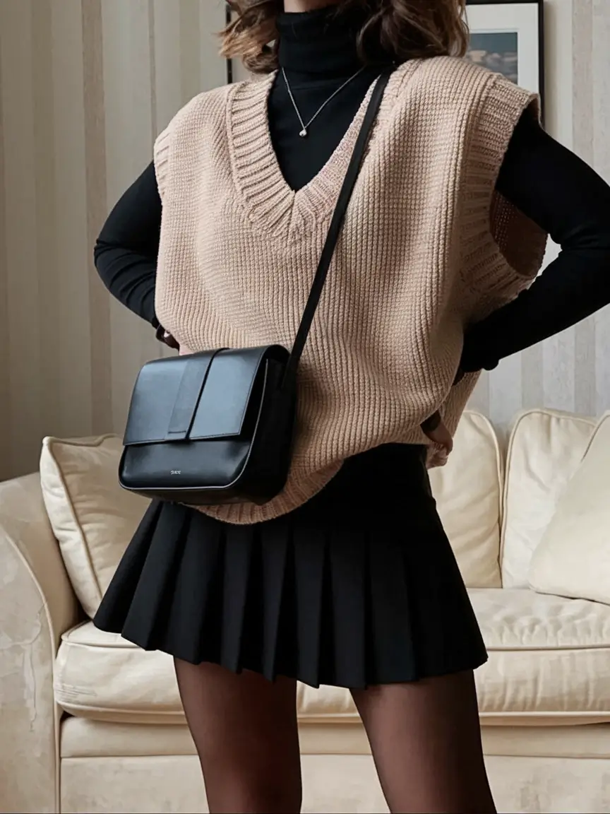 fall outfits ideas Layered Academia Meets Modern Chic