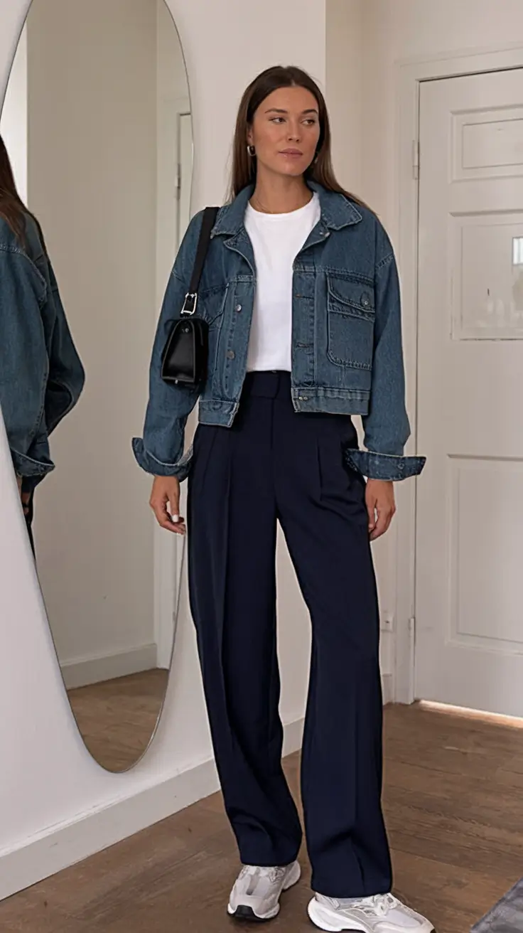 fall outfits ideas Casual Cool in Denim & Navy