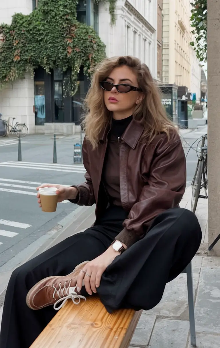 fall outfits ideas Downtown Drama with a Vintage Edge