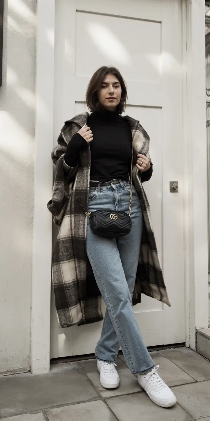 fall outfits latina women - cute ideas 2025 Soft Plaids and Sharp Shapes