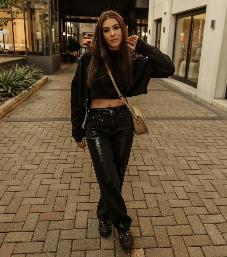 fall outfits latina women - cute ideas 2025 Downtown Gloss: Streetwear Meets Night Out