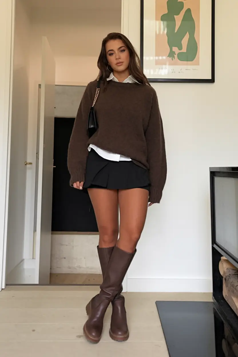 fall outfits with boots trendy ideas 2025 Layered Classic With Preppy Undertones