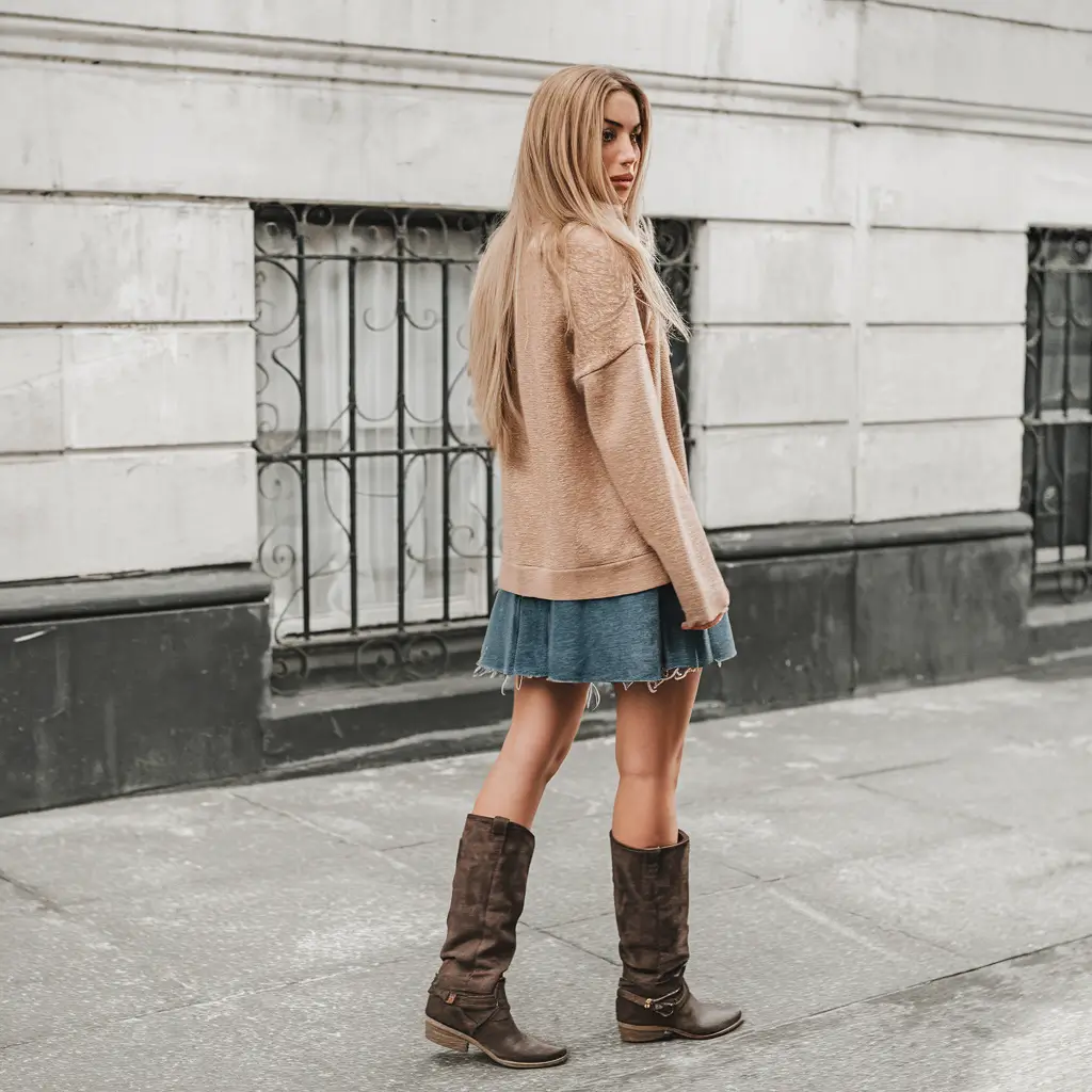 fall outfits with boots trendy ideas 2025 Cozy Texture With a Denim Kick