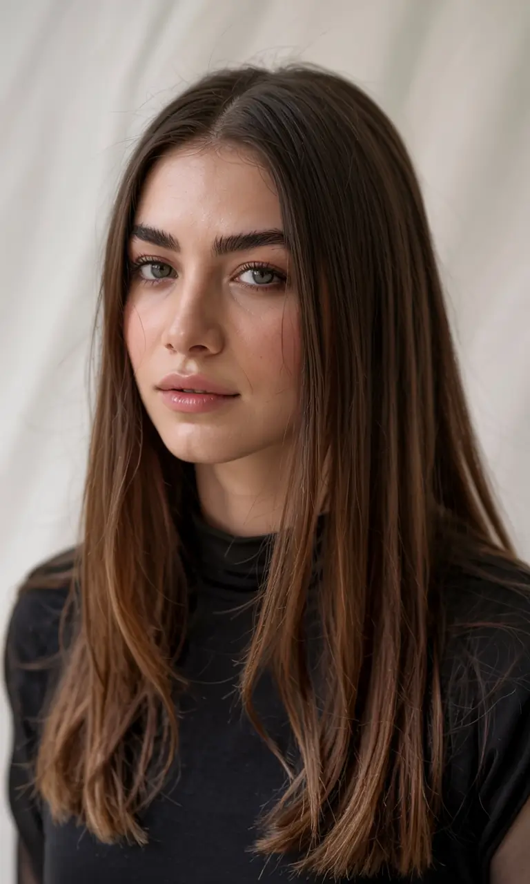 fall oval face haircuts ideas 2025 Glossy Chestnut Layers with Sleek Precision