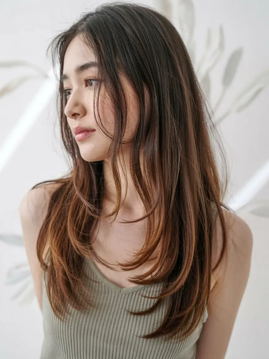 fall oval face haircuts ideas 2025 Layered Ends with Natural Curtain Fringe