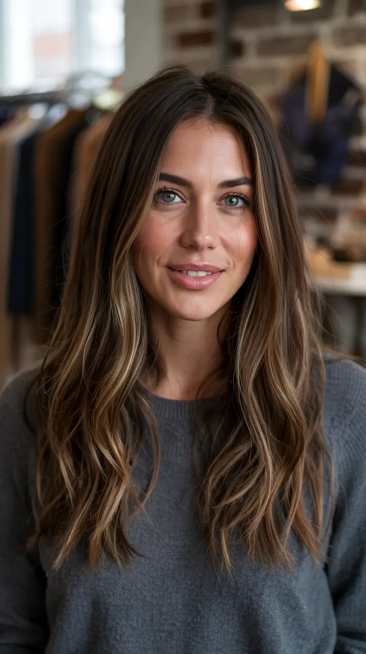 fall oval face haircuts ideas 2025 Casual Waves with a Muted Cocoa Base
