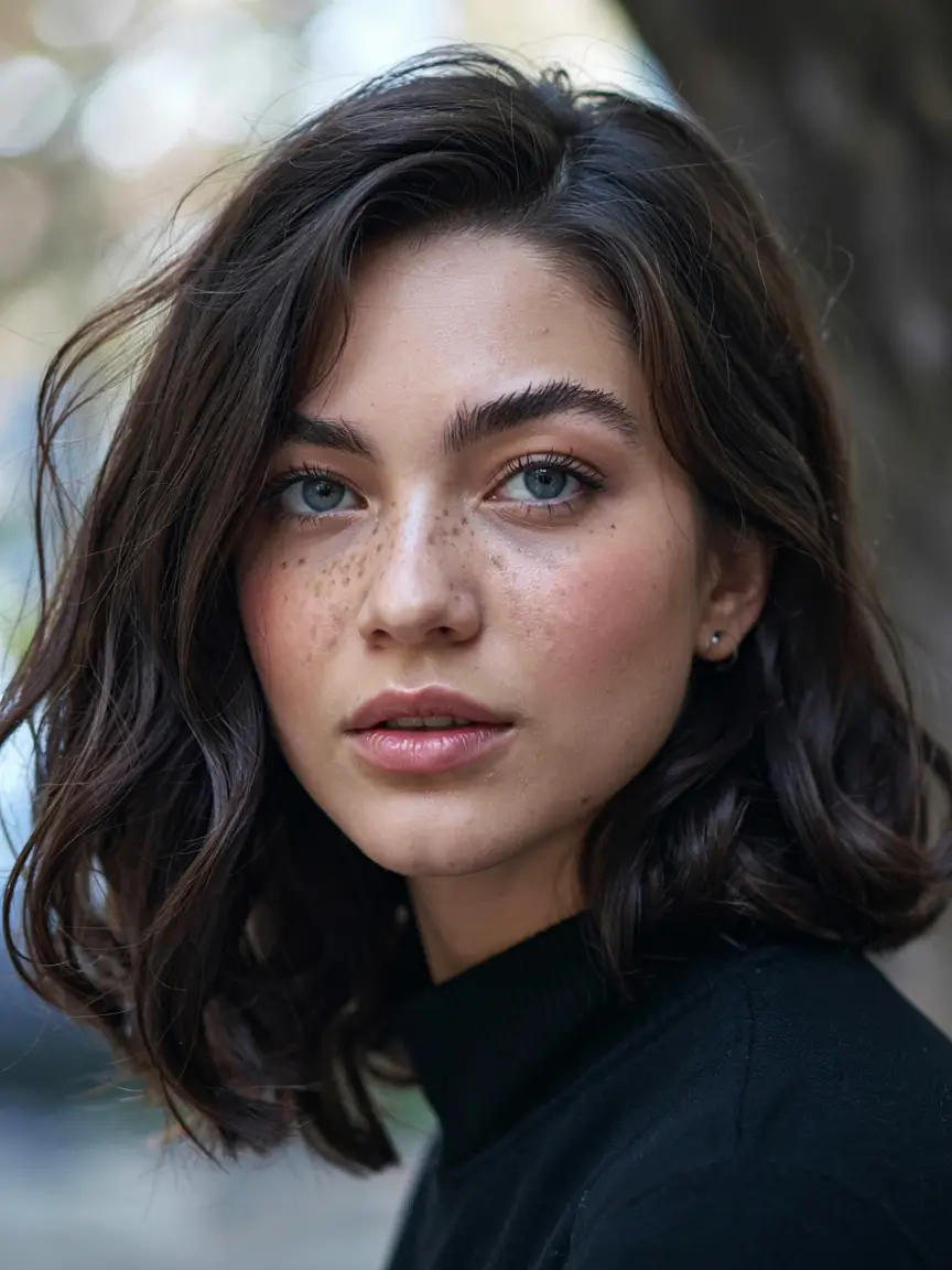 fall oval face haircuts ideas 2025 Structured Dark Bob with a Sculpted Wave