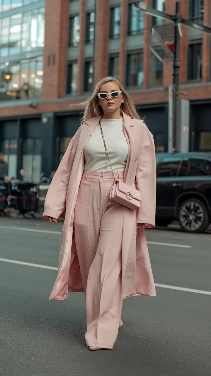 fall plus size outfits ideas 2025 Power Pastels: Monochrome, but Make It Boss