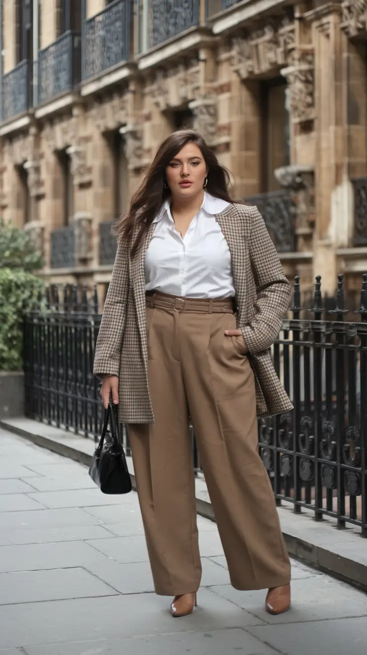 autumn outfit ideas for plus size women City Smart in Neutrals