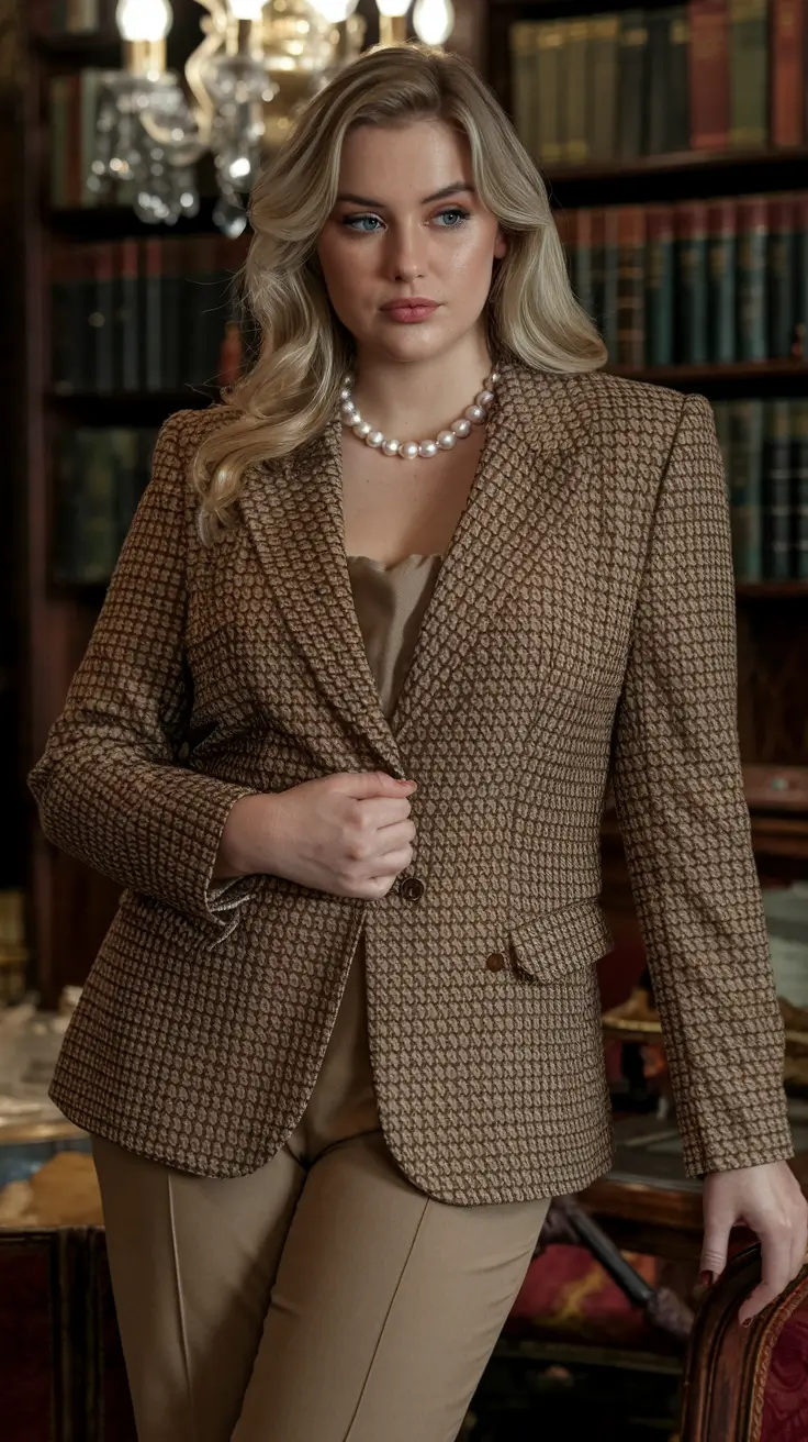 fall plus size outfits ideas 2025 Vintage Bookshop Energy: Tailored & Textured