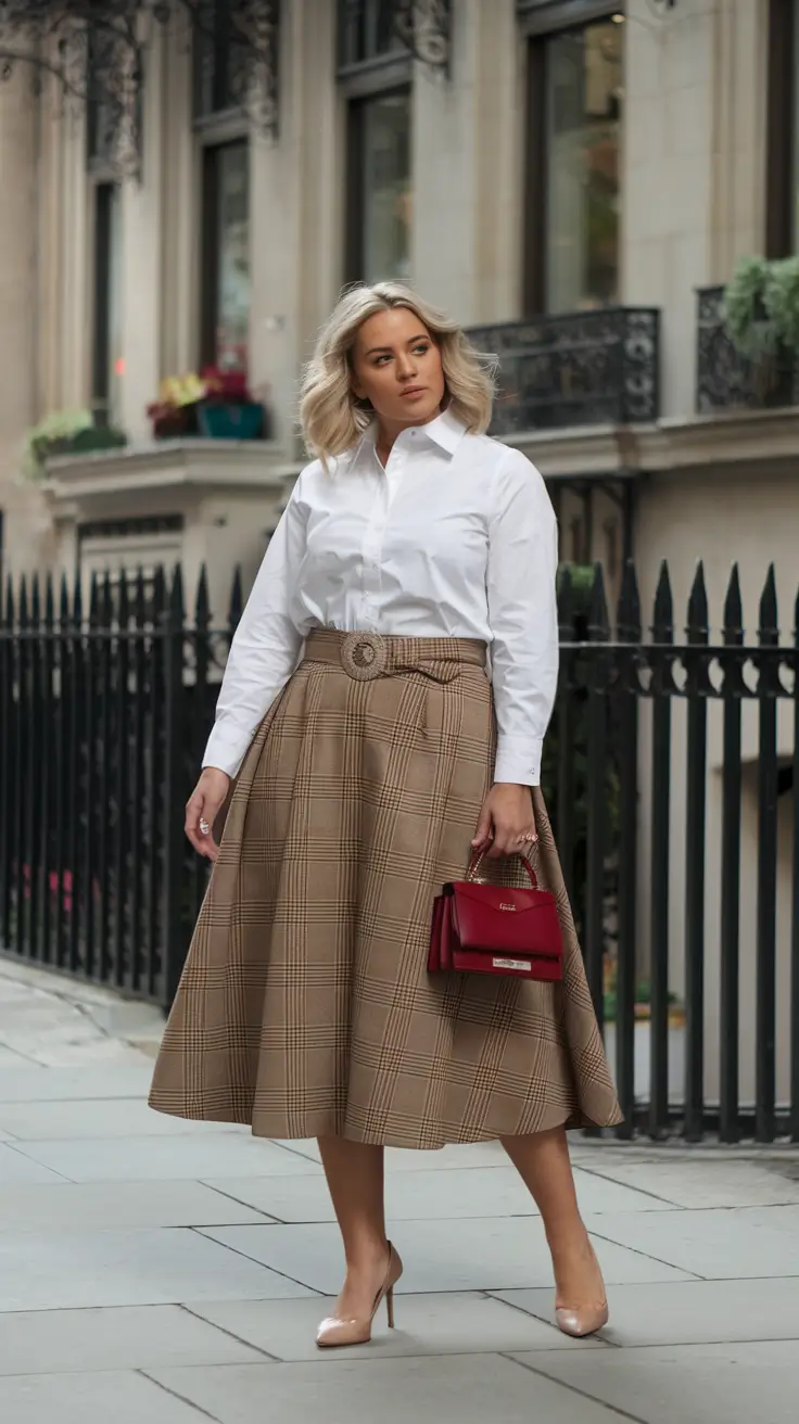 fall plus size outfits ideas 2025 Plaid Power: A Skirt That Leads the Look