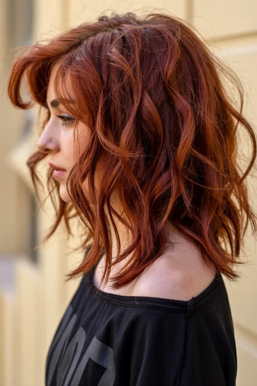 fall red hair color ideas 2025 Rust Maple Layers with Rooty Depth