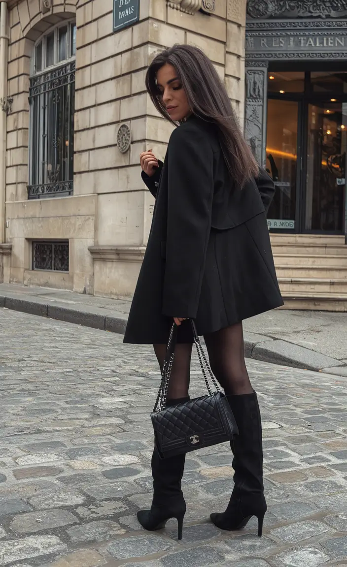 fall transition outfits ideas 2025 Monochrome Parisian With Quiet Drama