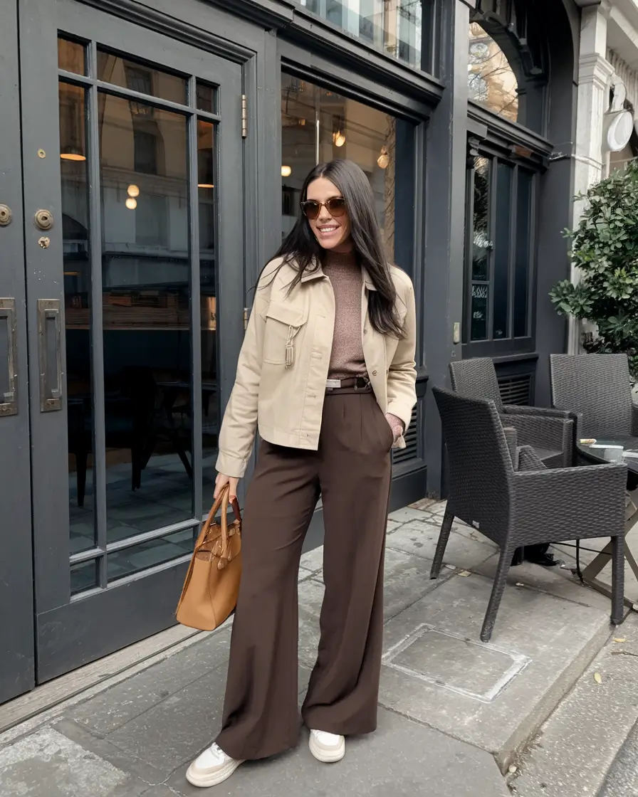 fall transition outfits ideas 2025 Chocolate Tones and Playful Proportions