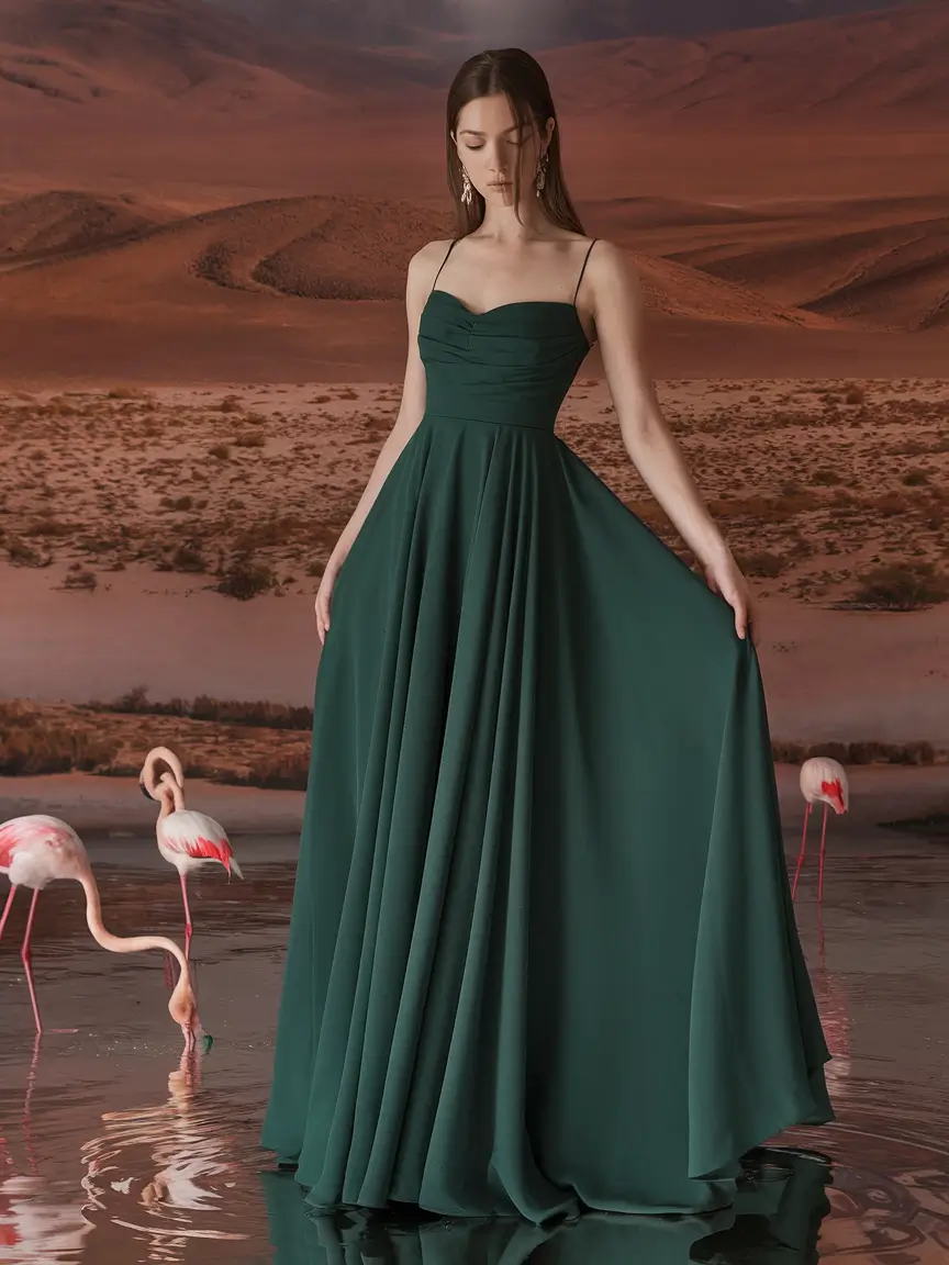 fall wedding guest dress ideas 2025 Enchanted Forest Green Gown
