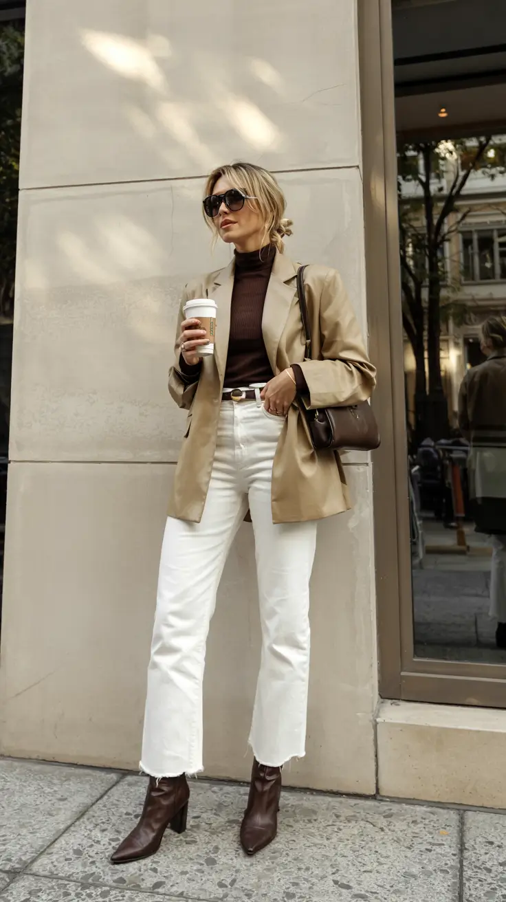 fall work outfits for women+Soft Neutrals With Coffee Shop Cool