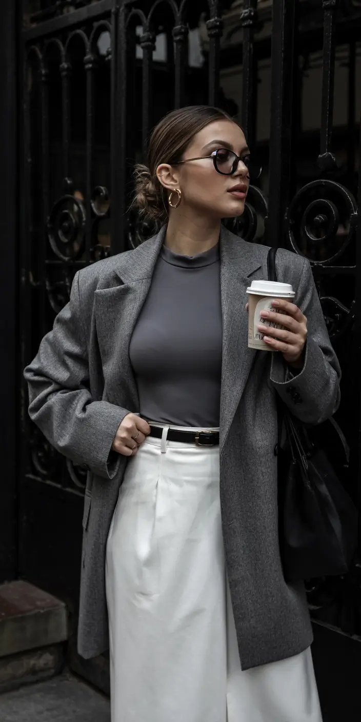 fall work outfits for women+Stone Tones and Oversized Cool