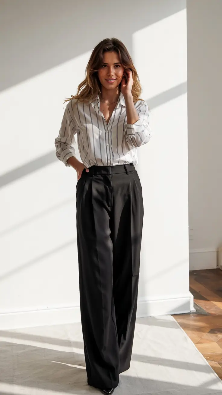 fall work outfits for women+Sharp Lines With a Gentle Touch