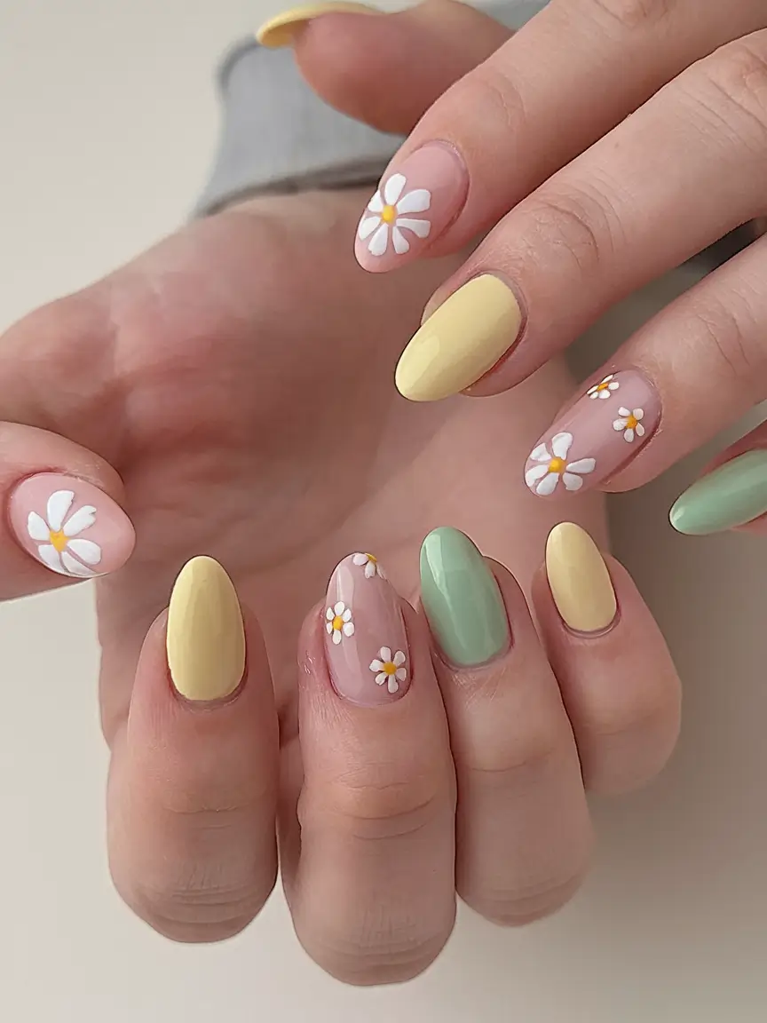 floral nail ideas to bloom in summer 2025 Daisy Picnic Vibes