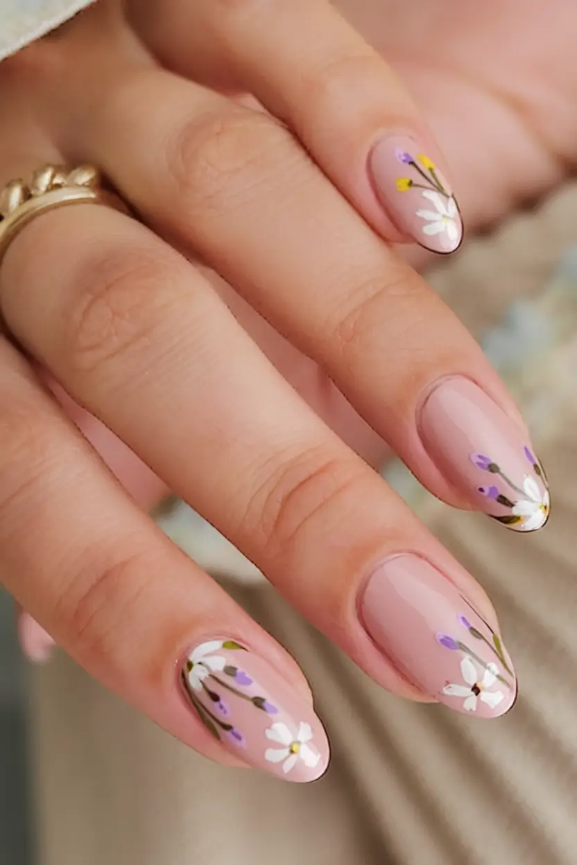 floral nail ideas to bloom in summer 2025 Soft Lavender Meadow Tips