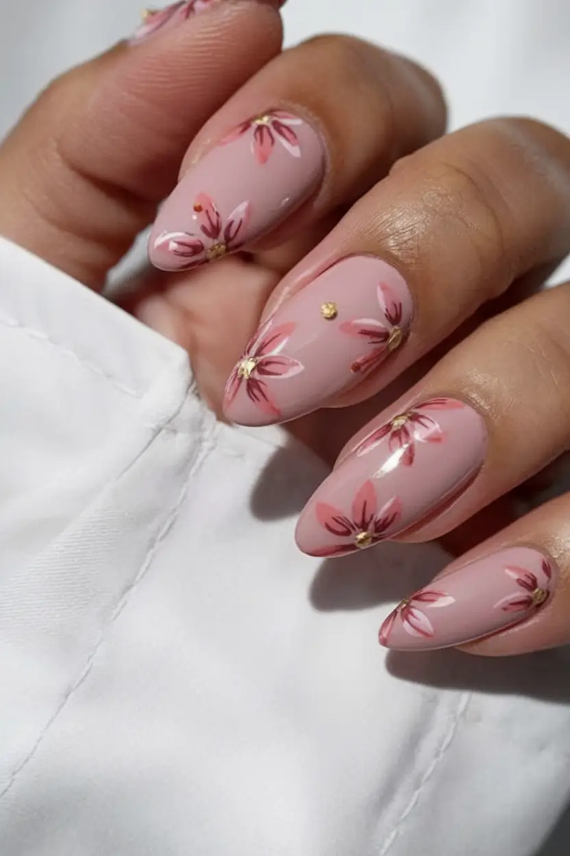 floral nail ideas to bloom in summer 2025 Berry Petal Whisper