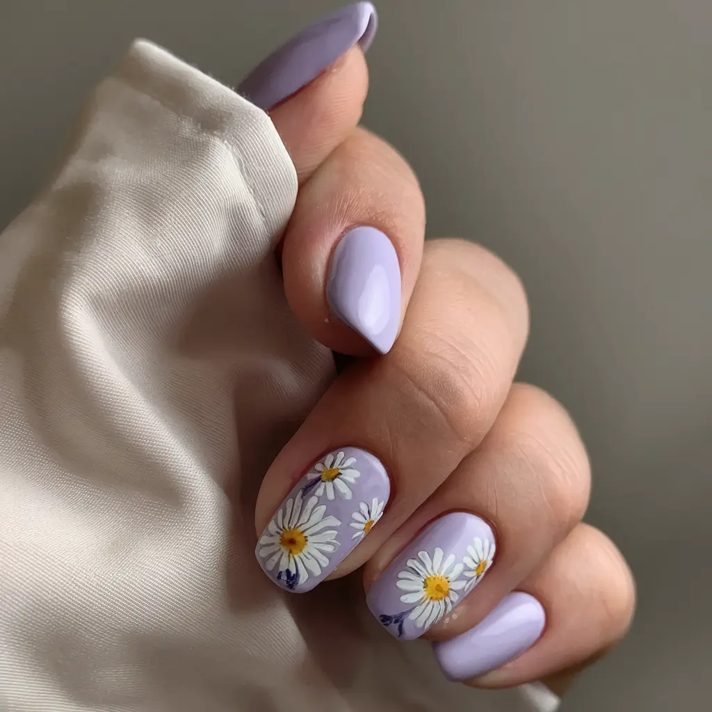 floral nail ideas to bloom in summer 2025 Lavender Garden Party