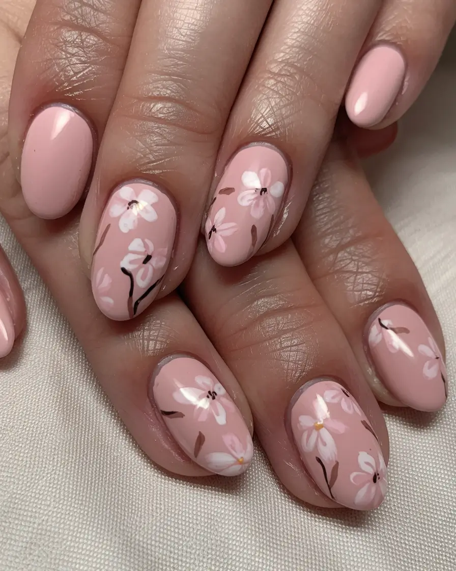 floral nail ideas to bloom in summer 2025 Soft Sakura Dream