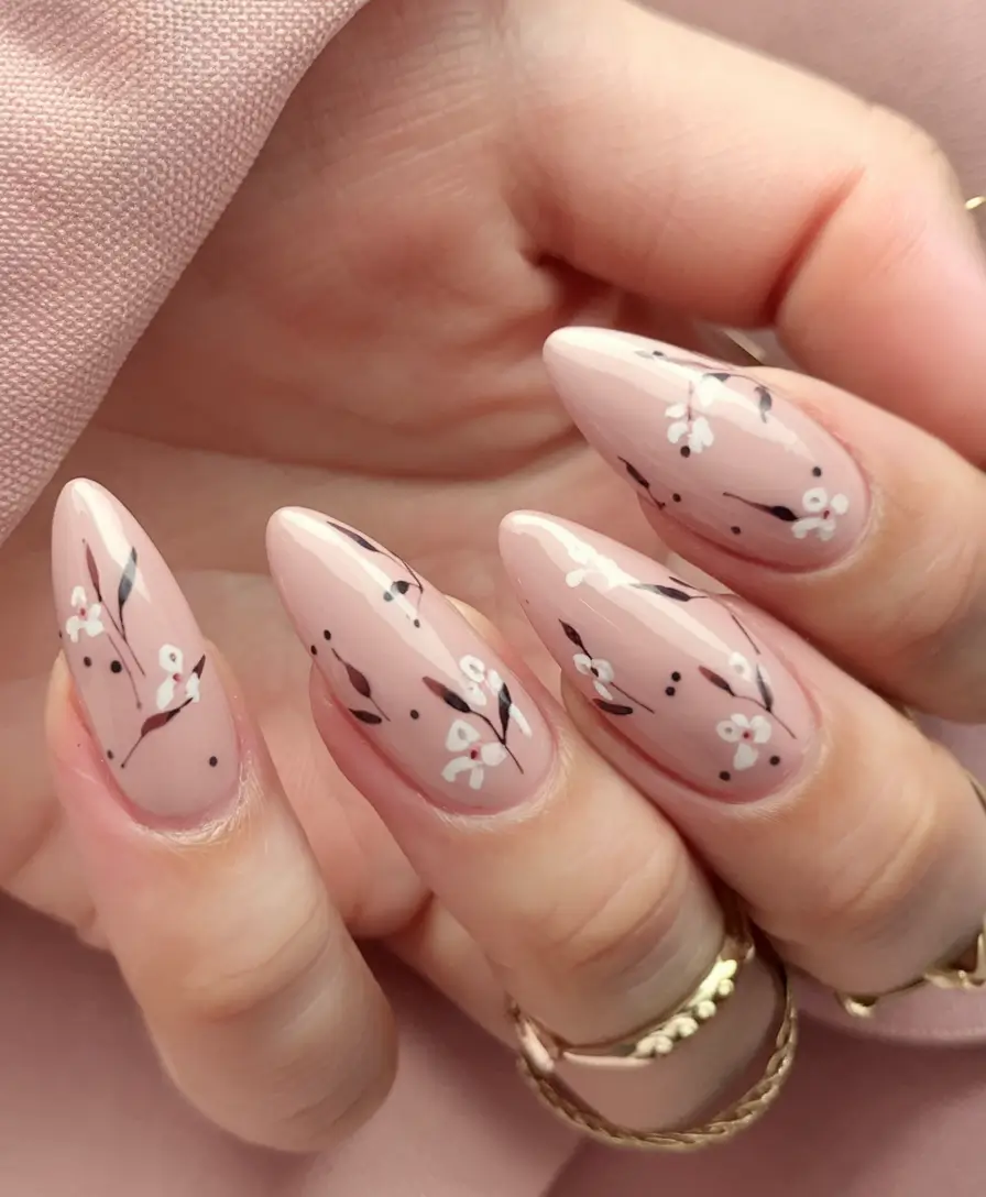 floral nail ideas to bloom in summer 2025 Delicate Branching Blossoms