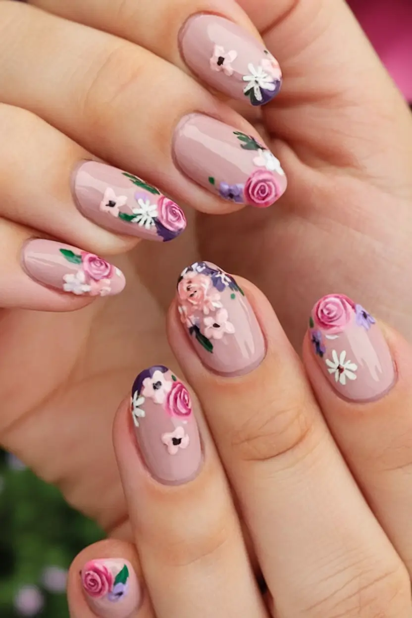 floral nail ideas to bloom in summer 2025 Garden Party Romance