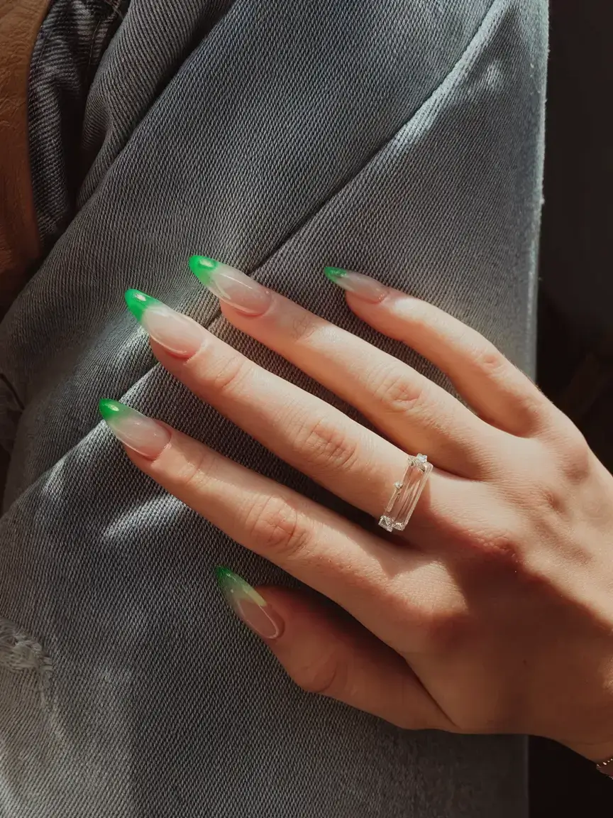 french tips for summer 2025 Electric Green Energy Tips