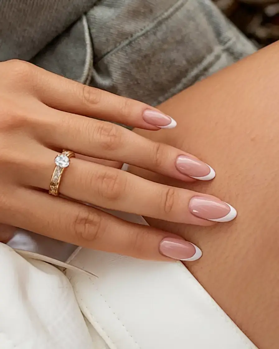 french tips for summer 2025 Soft Almond French with a Sculpted Edge